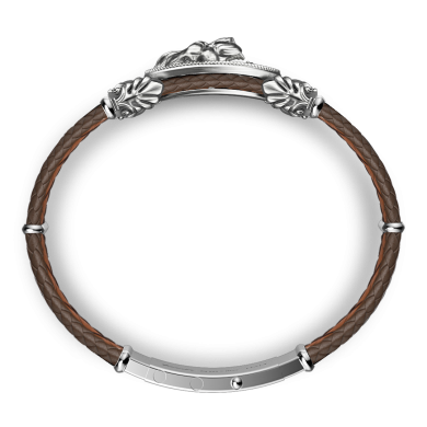 Bracciale Zancan in argento e pelle con leone.
