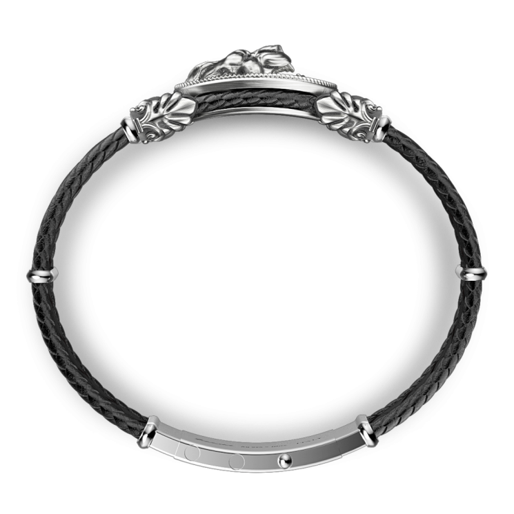 Bracciale Zancan in argento e pelle con leone.