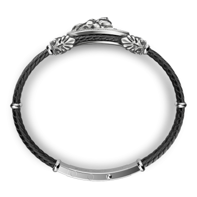 Bracciale Zancan in argento e pelle con leone.
