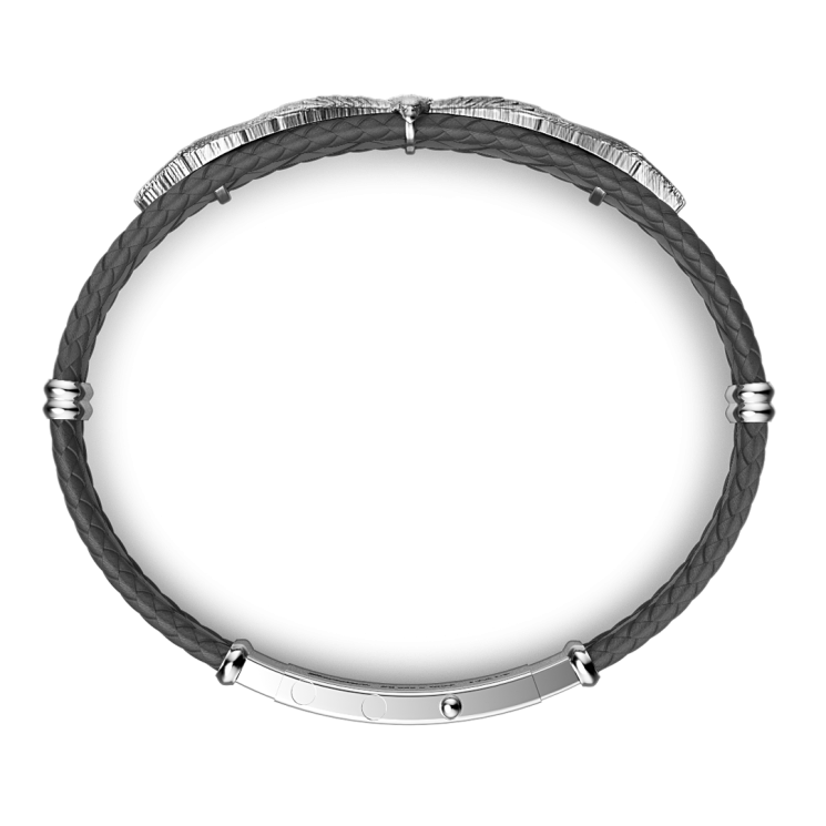Zancan bracelet made from silver and leather with eagle.