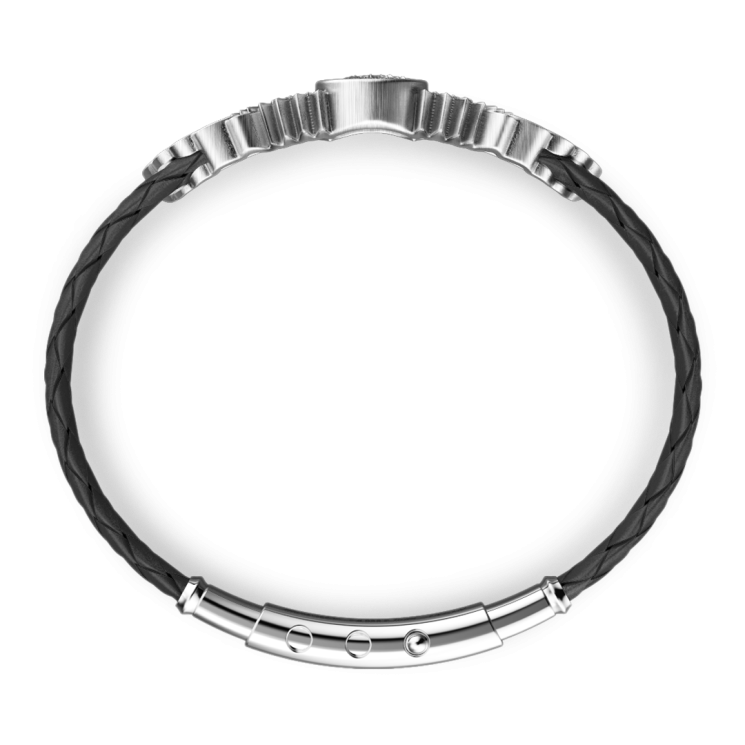 Pulsera Zancan de plata y piel con águila.