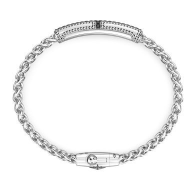 Zancan-Armband aus Silber mit Plakette und schwarzen Edelsteinen.