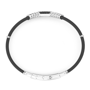 Bracciale Zancan in Kevlar con targa in argento e pietre nere. 2