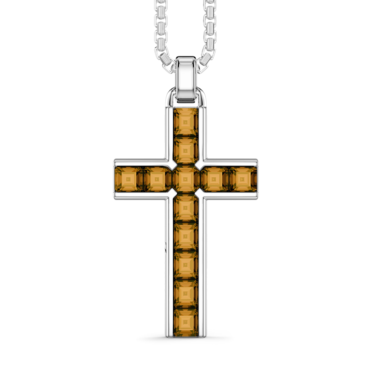 Collier Zancan en argent avec pendentif croix et pierres naturelles.