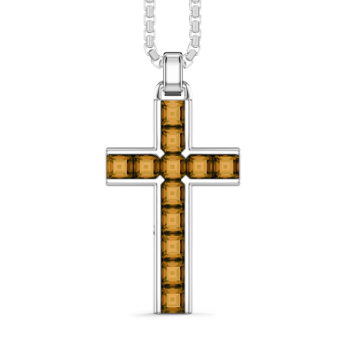Collana Zancan in argento con pendente a croce e pietre naturali.