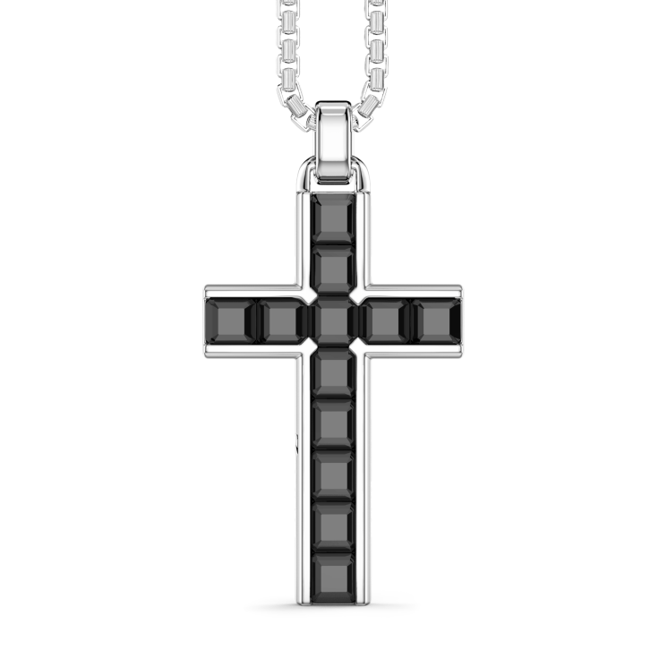 Collana Zancan in argento con pendente a croce e pietre naturali.