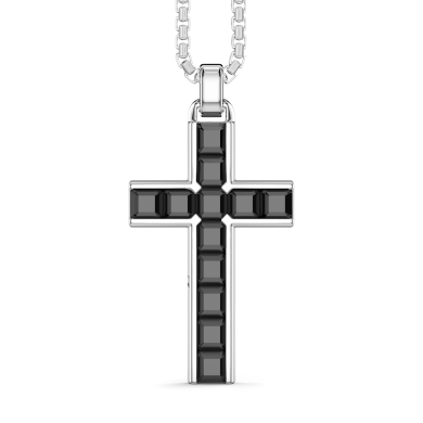 Collana Zancan in argento con pendente a croce e pietre naturali.