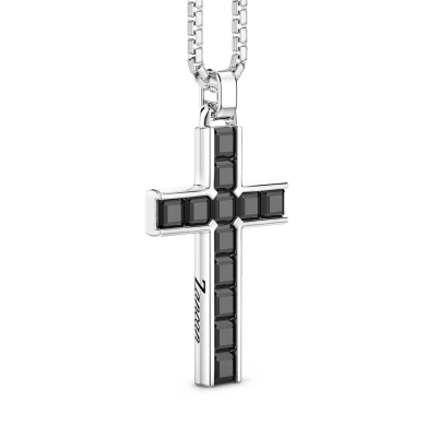 Collana Zancan in argento con pendente a croce e pietre naturali.