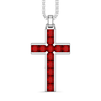 Collana Zancan in argento con pendente a croce e pietre naturali.