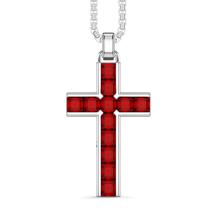 Collana Zancan in argento con pendente a croce e pietre naturali.