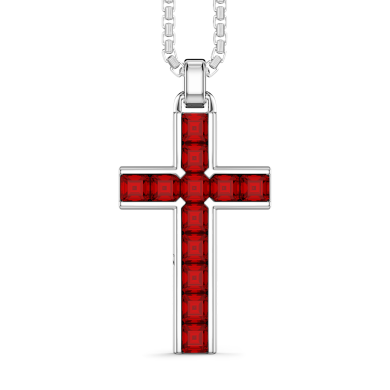 Collana Zancan in argento con pendente a croce e pietre naturali.