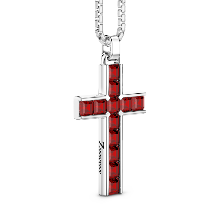Collana Zancan in argento con pendente a croce e pietre naturali.