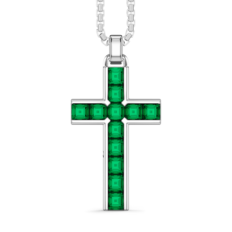 Collana Zancan in argento con pendente a croce e pietre naturali.