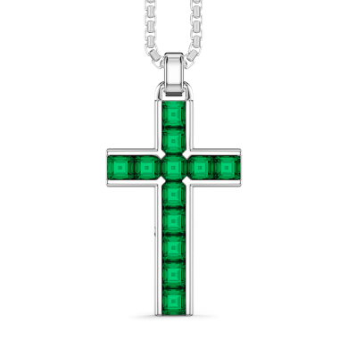 Collana Zancan in argento con pendente a croce e pietre naturali.