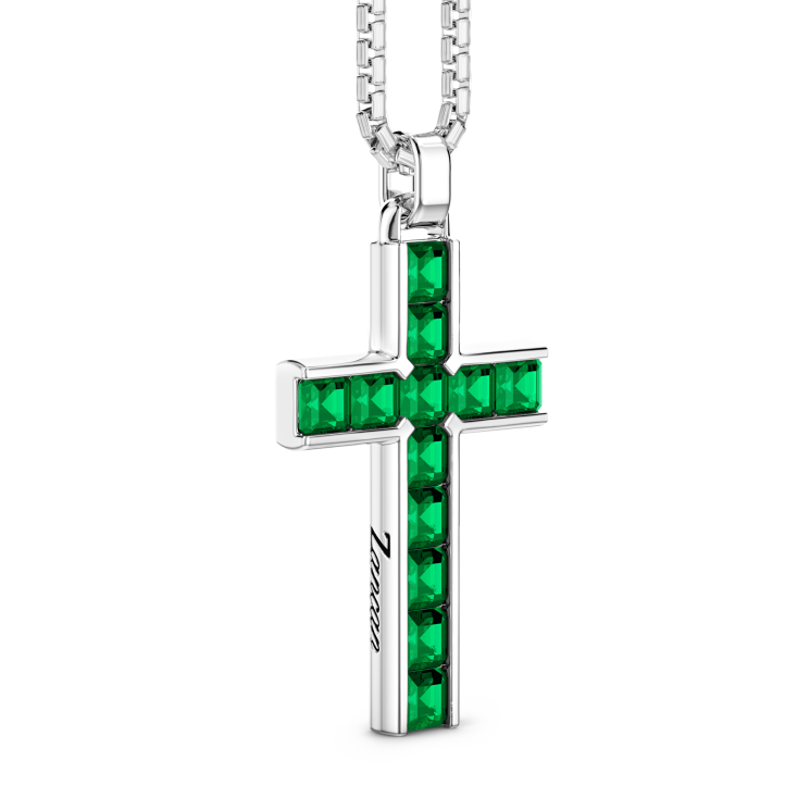 Collana Zancan in argento con pendente a croce e pietre naturali.