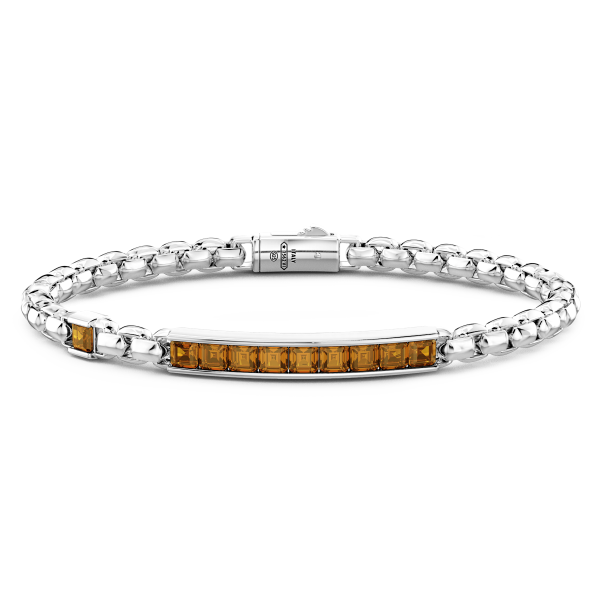 Bracciale Zancan in argento con targa centrale e pietre naturali.