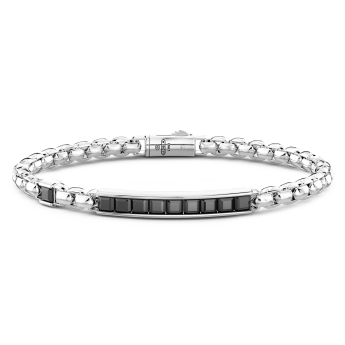 Bracciale Zancan in argento con targa centrale e pietre naturali.
