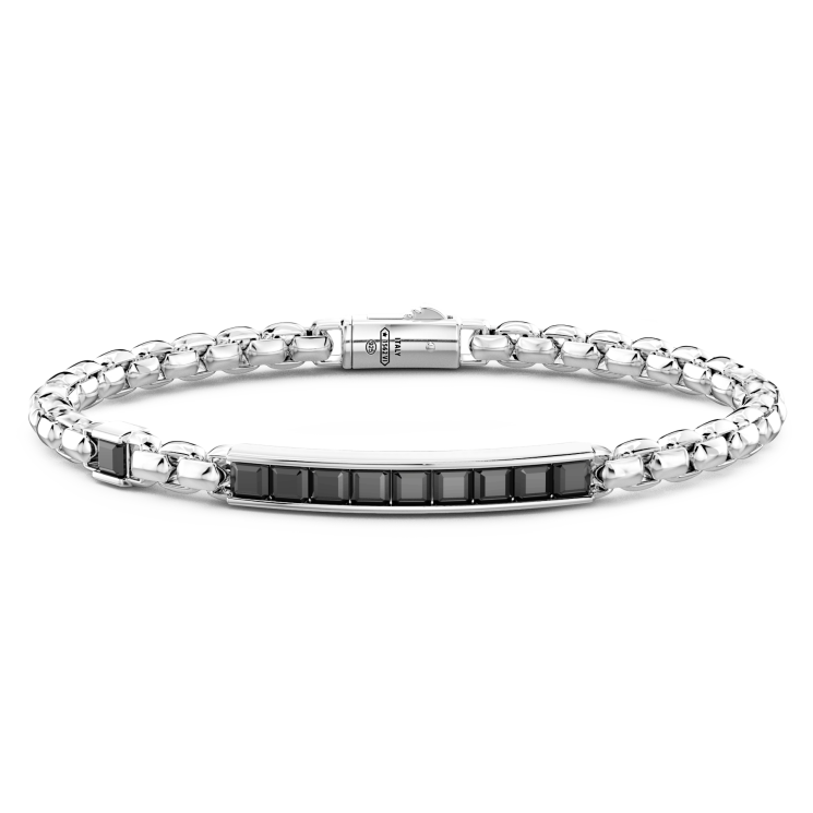 Bracciale Zancan in argento con targa centrale e pietre naturali.