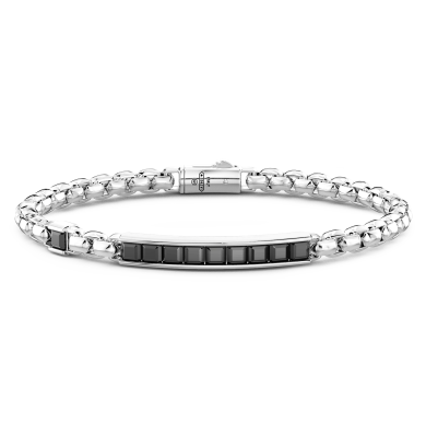 Bracciale Zancan in argento con targa centrale e pietre naturali.