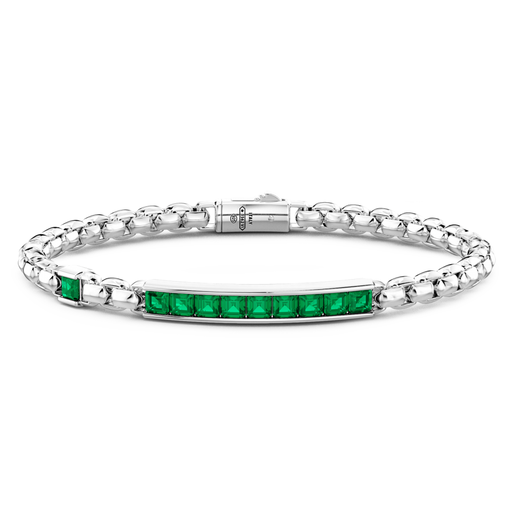 Bracelet Zancan en argent avec plaque centrale et pierres naturelles.