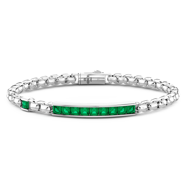 Bracelet Zancan en argent avec plaque centrale et pierres naturelles.
