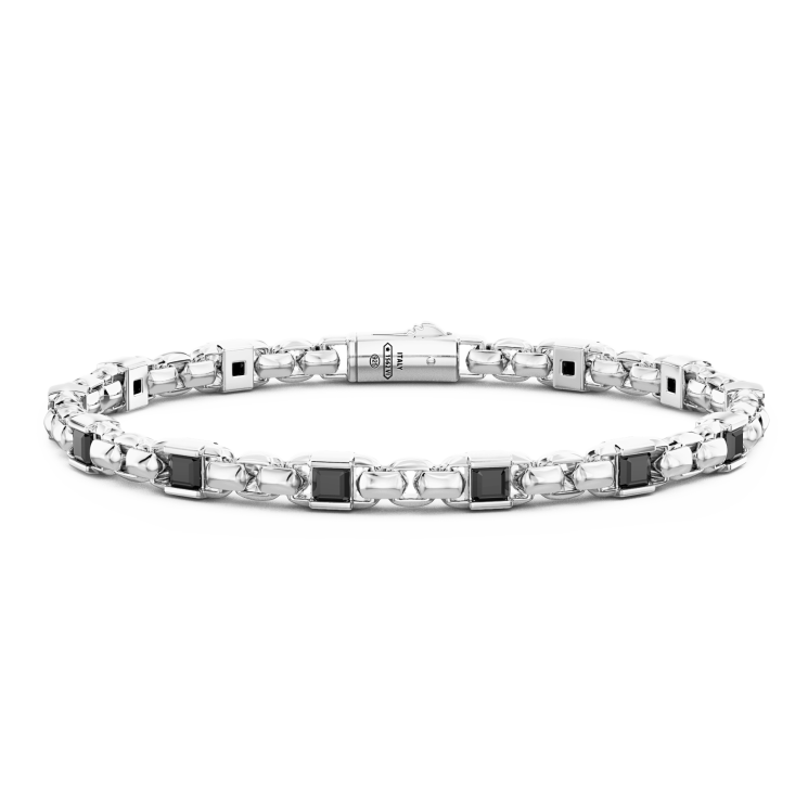 Pulsera Zancan en plata de ley con piedras naturales.
