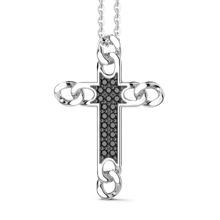 Collier Zancan en argent avec pendentif croix et pierres naturelles.