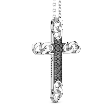 Collier Zancan en argent avec pendentif croix et pierres naturelles.