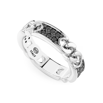 Bague Zancan en argent maille gourmette avec pierres naturelles. 2