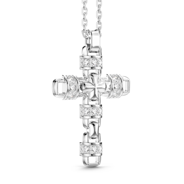 Zancan silver necklace with cross pendant and natural stones.