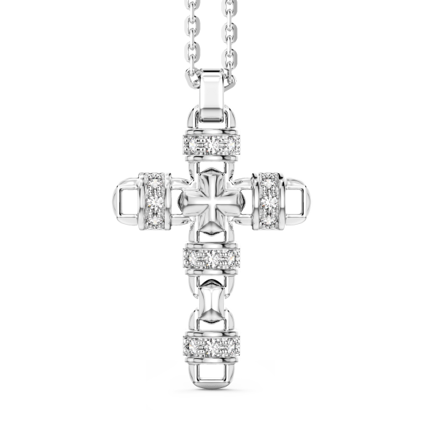Zancan silver necklace with cross pendant and natural stones.