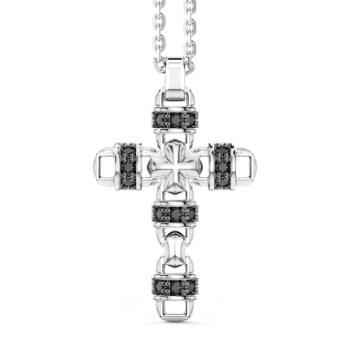 Zancan silver necklace with cross pendant and natural stones.