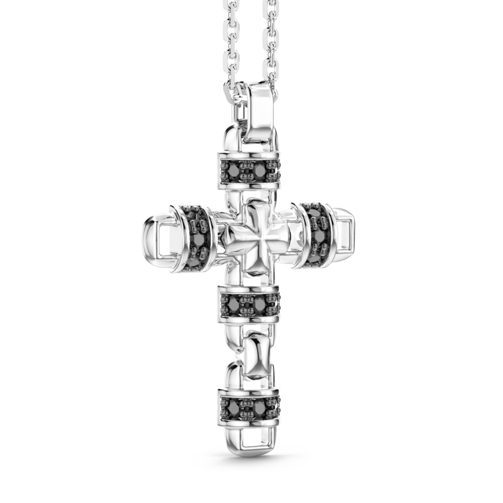 Zancan silver necklace with cross pendant and natural stones.