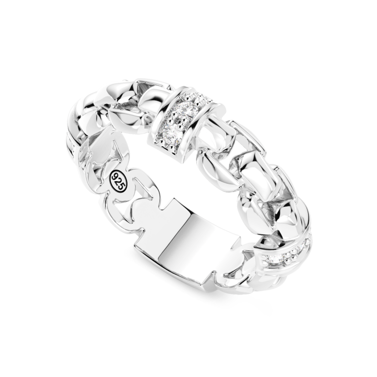 Bague Zancan en argent avec pierres naturelles.