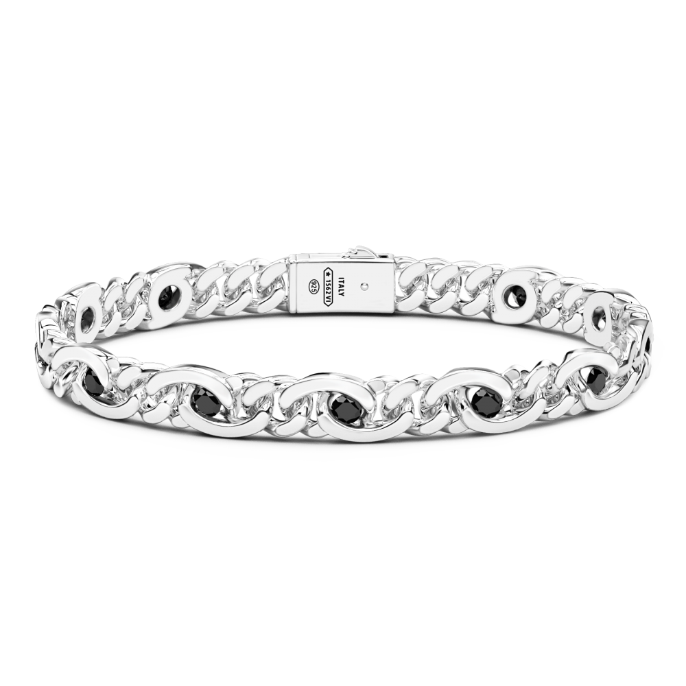 Bracelet maille seule Zancan en argent avec pierres.