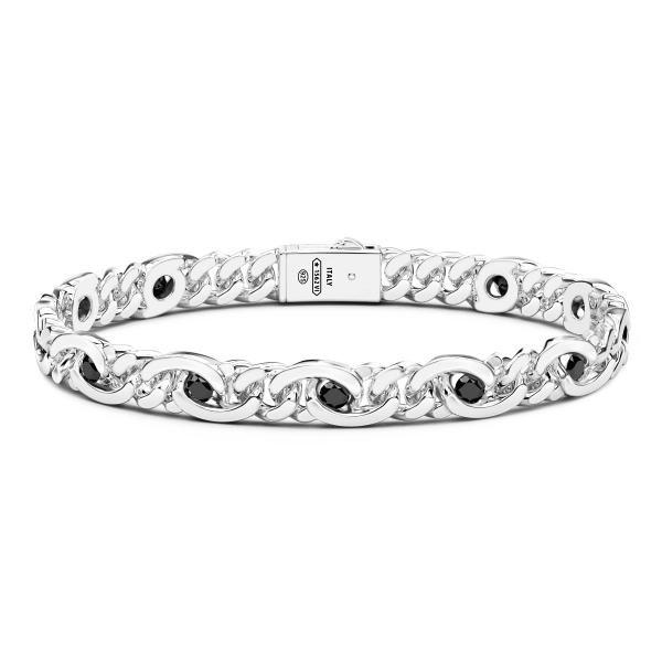 Bracelet maille seule Zancan en argent avec pierres.