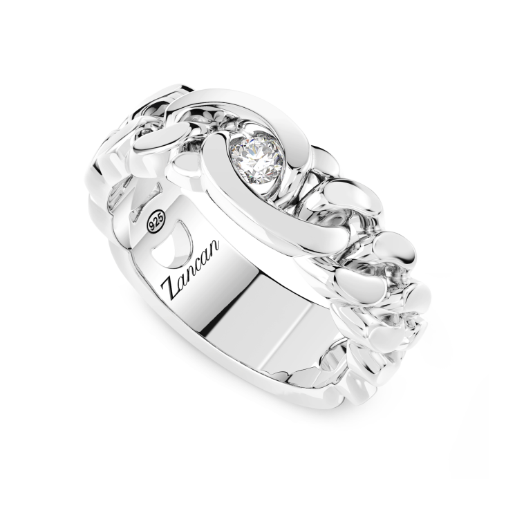 Bague en argent Zancan avec pierres naturelles.