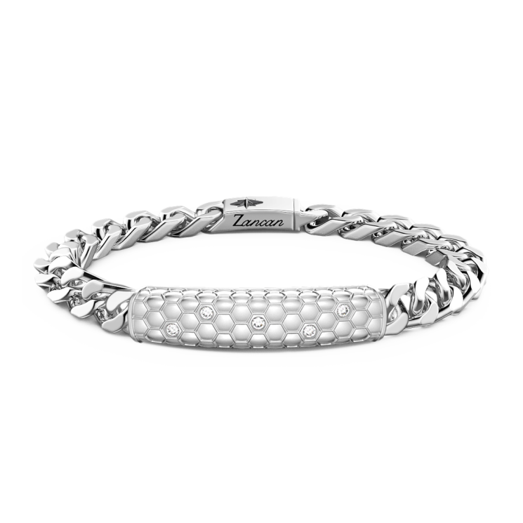 Bracelet Zancan en argent avec plaque centrale.