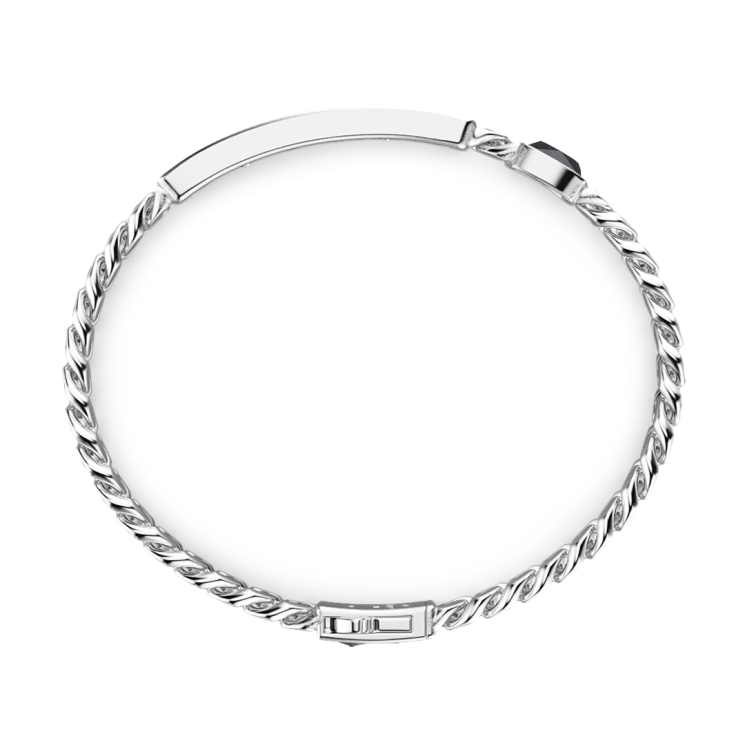 Zancan curb chain bracelet with tag and black stone.