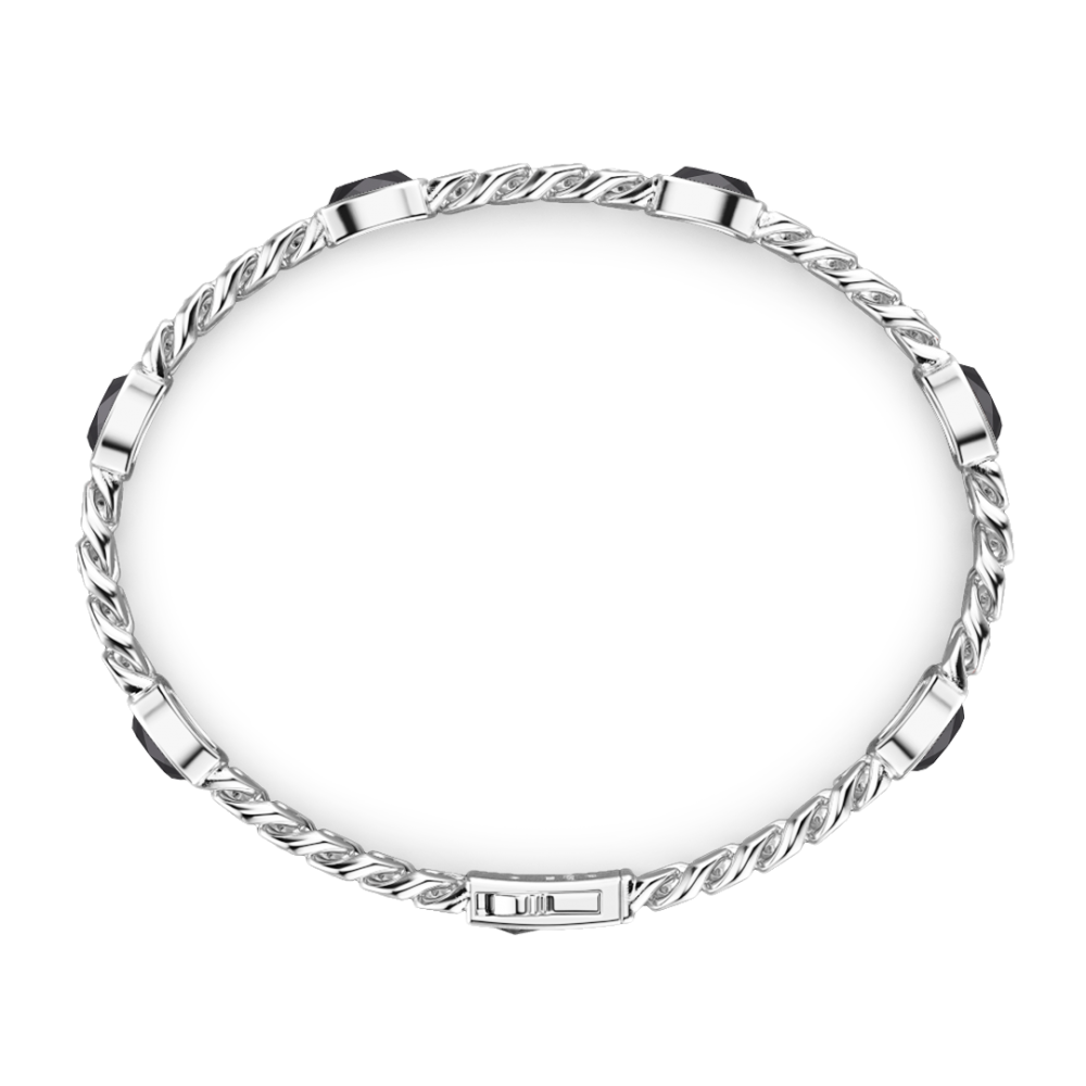 Bracciale a grumette Zancan in argento con pietre nere.