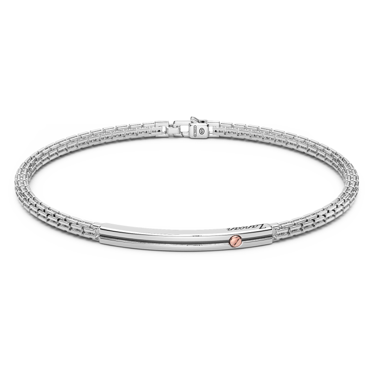Zancan silver curb chain bracelet with rose gold screw on the tag.