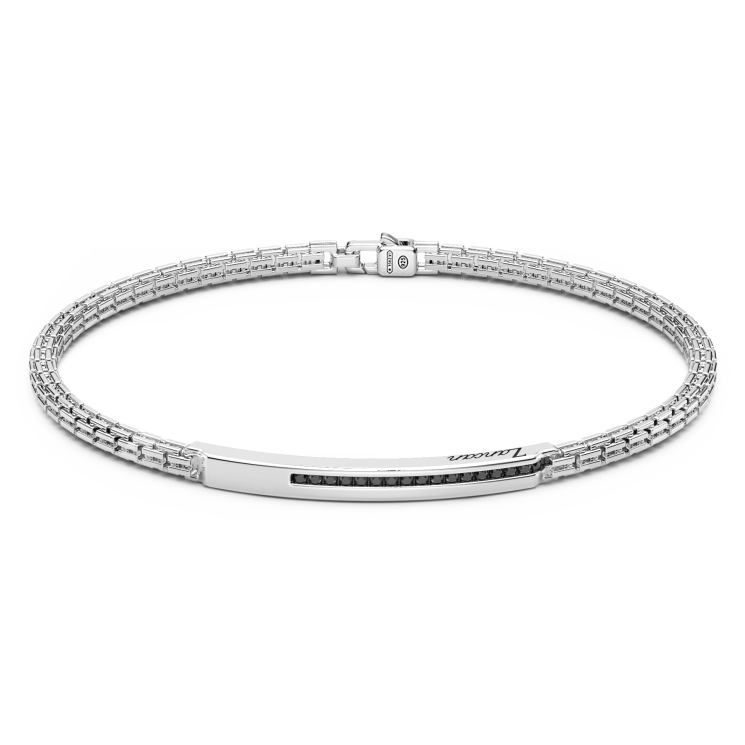 Bracciale Zancan in argento con pietre nere.