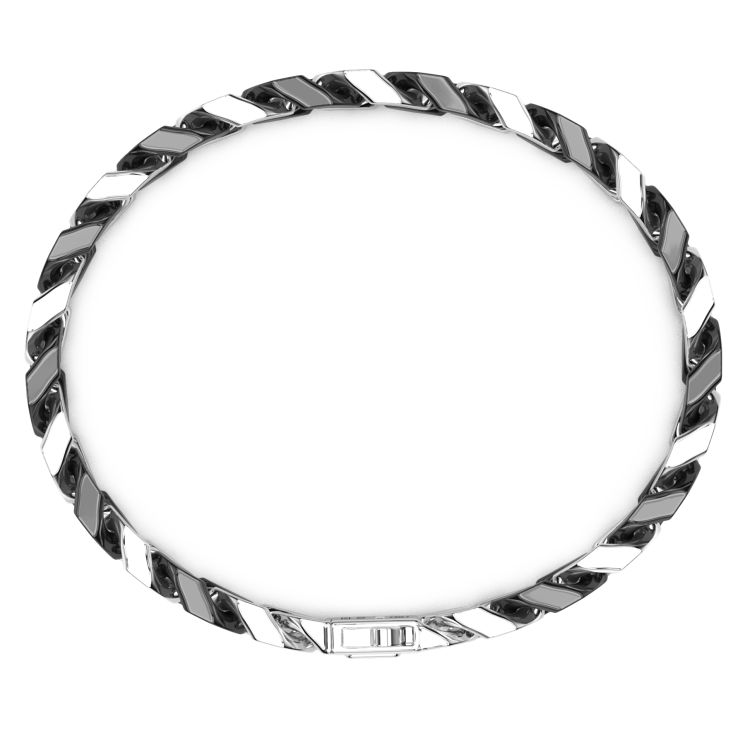 Zancan-Panzerkettenarmband aus Silber und Keramik.