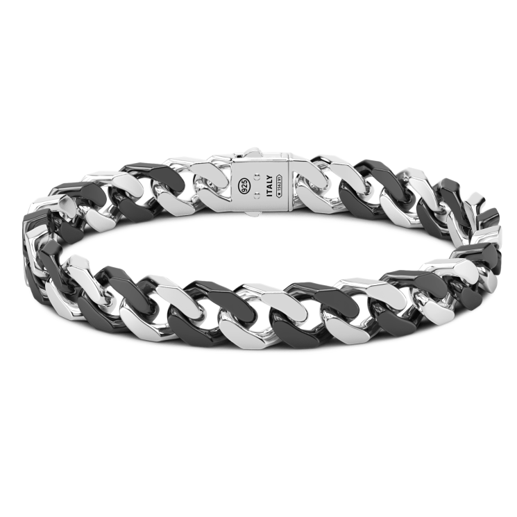 Zancan-Panzerkettenarmband aus Silber und Keramik.