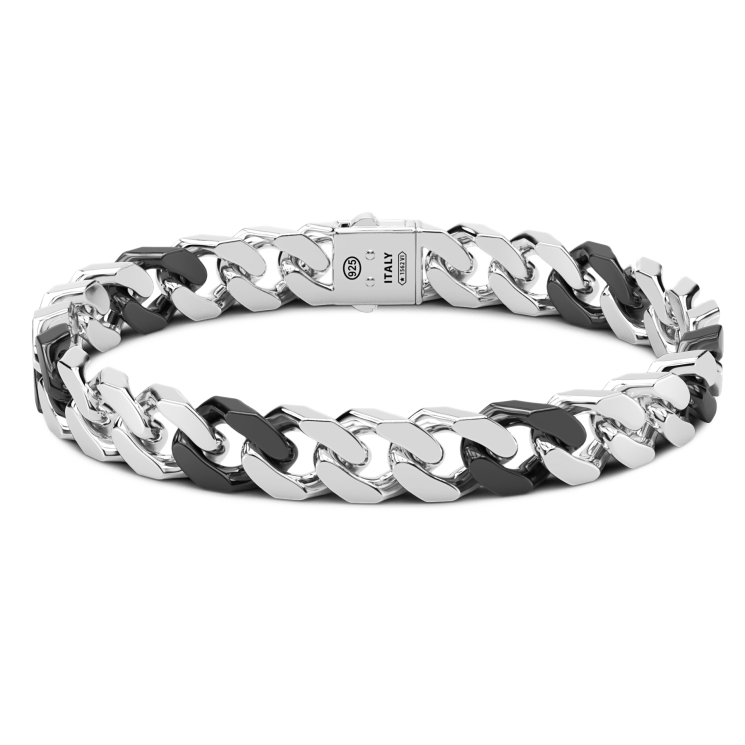 Pulsera grumet Zancan de plata y cerámica.
