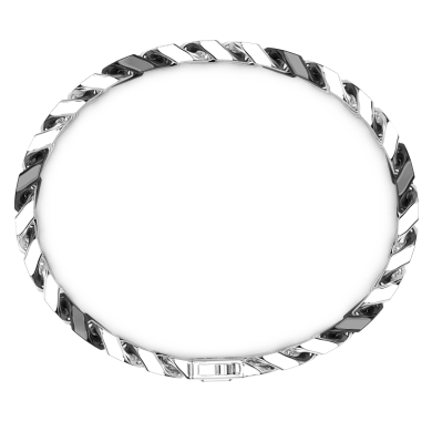 Zancan-Panzerkettenarmband aus Silber und Keramik.