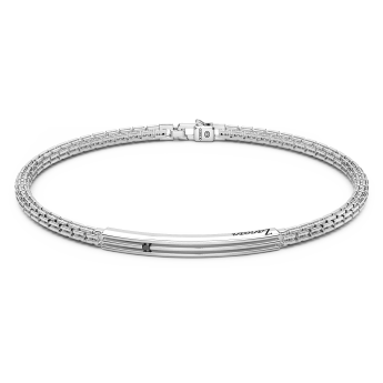 Pulsera Zancan de plata con piedras negras.