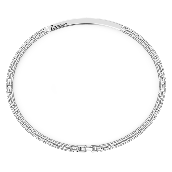 Pulsera Zancan de plata con placa y piedras negras. 2