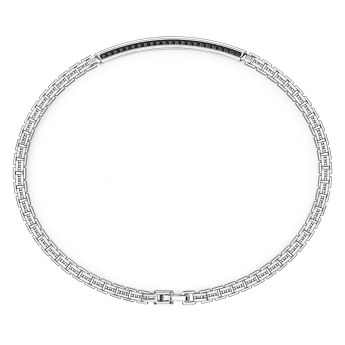 Pulsera Zancan de plata con placa y piedras negras. 2