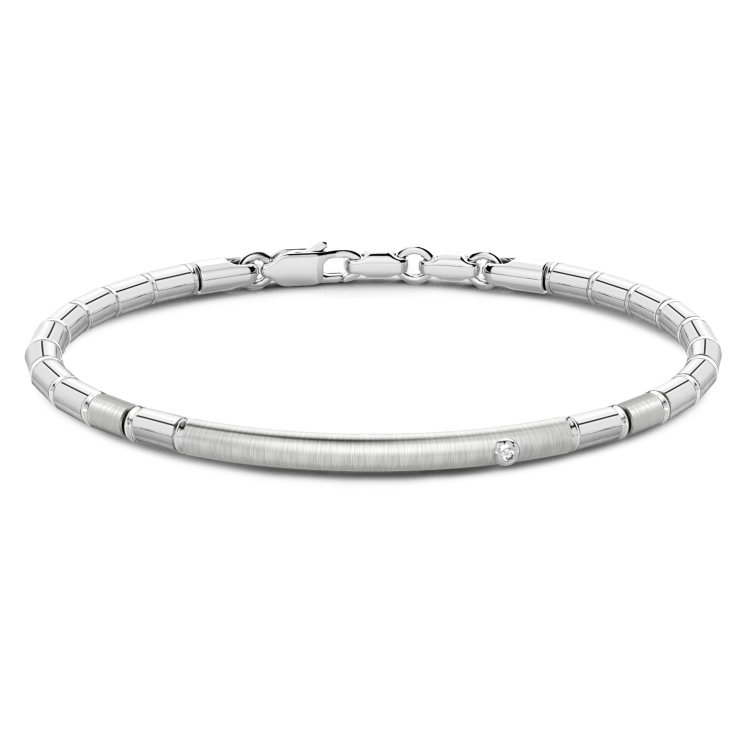 Halbstarres Zancan-Armband aus Silber mit Saphir.